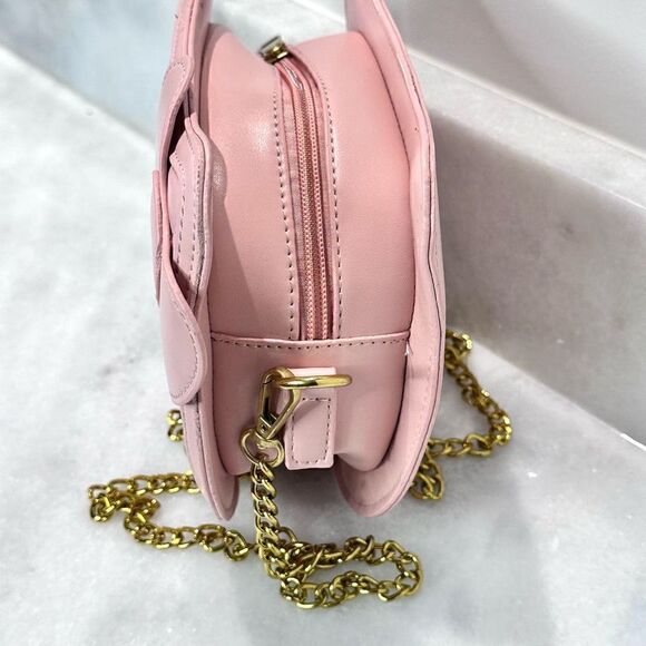 NWOT Hello Kitty Style Vegan Leather Gold Chain Strap Crossbody Purse Bag Pink 8 - Picture 4 of 4